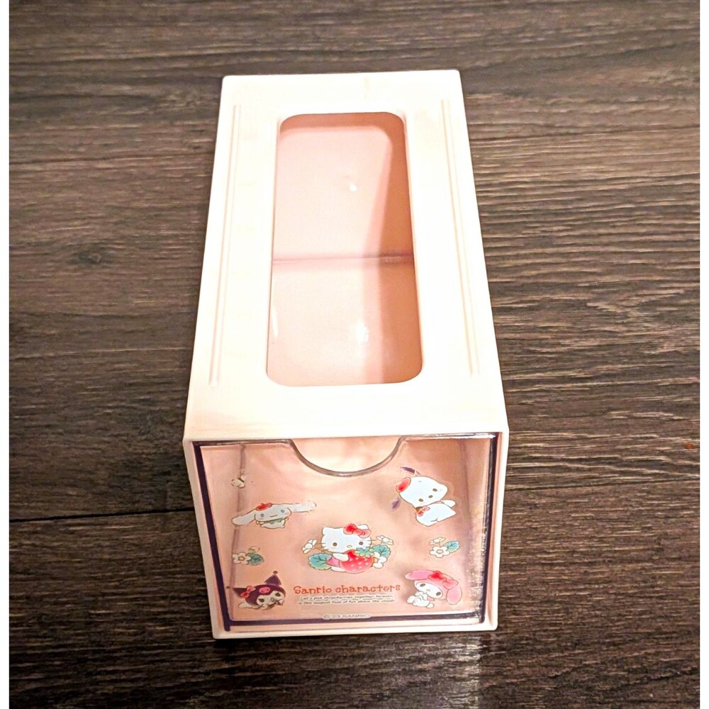 Sanrio Gift Box White/Pink Rectangle Clear Window Lid Hello Kitty Kuromi